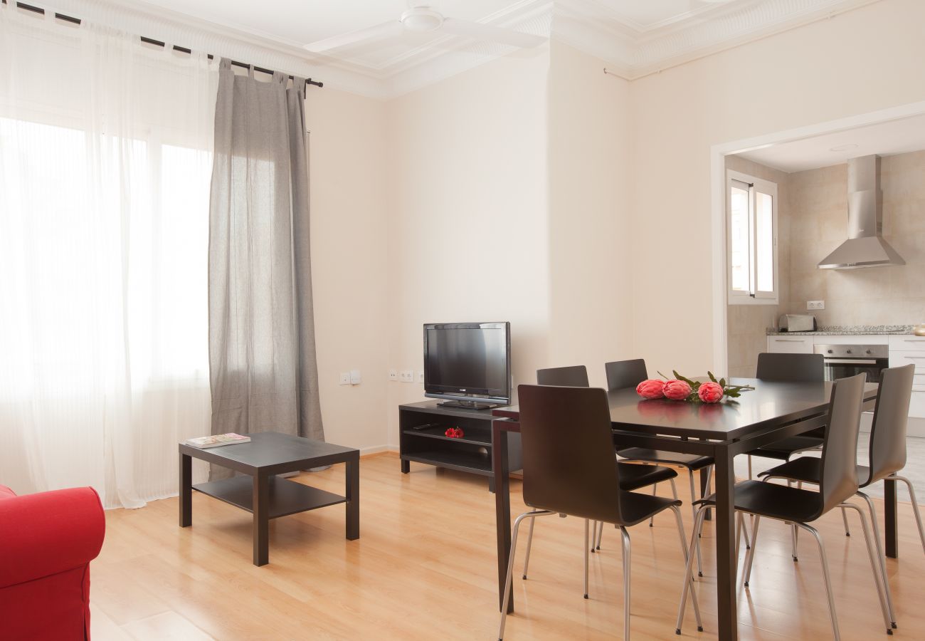 living room of apartment in Vallcarca with views to the mountains