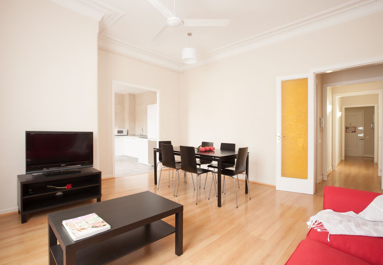 living room of apartment in Vallcarca with views to the mountains