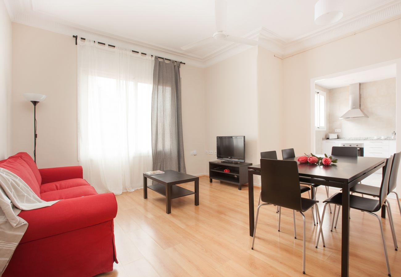 living room of apartment in Vallcarca with views to the mountains