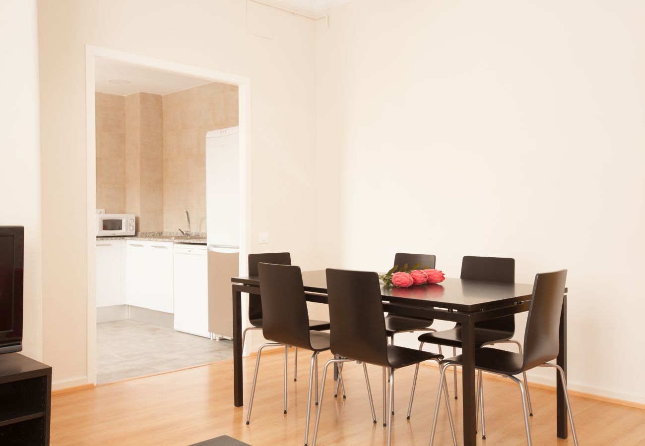 dining room of apartment in Vallcarca with views to the mountains