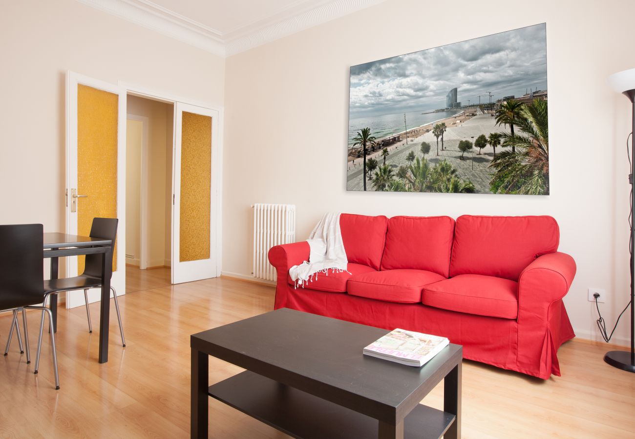 living room of apartment in Vallcarca with views to the mountains